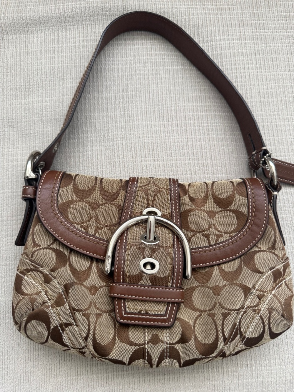 Vintage Coach Signature Jacquard Shoulder Bag – Brown & Tan Y2K